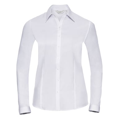 Russell Ladies/Womens Herringbone Long Sleeve Work Shirt (White)