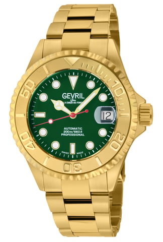 Reloj suizo Wall Street 4758B suizo automático IP dorado con caja de acero inoxidable 316L y esfera verde para hombre