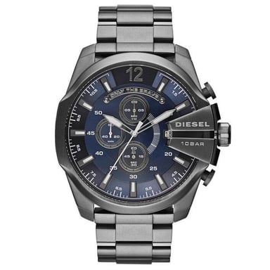 Diesel DZ4329 Mega Chief Chronograph Blue Dial Gunmetal Ion-plated Men's Watch
