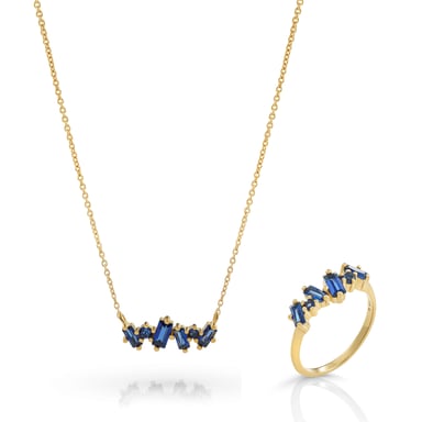 Orphelia 'Novel' Women's 925 Sterling Silver Set: Necklace + Ring - Gold SET-7534