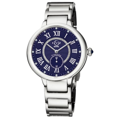 GV2 Roma Mujeres 12205B Reloj de Cuarzo Suizo de Acero Inoxidable con Diamantes