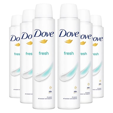Dove Fresh Anti-Perspirant with 48H Sweat Protection Deo for Women 200ml, 6 Pack