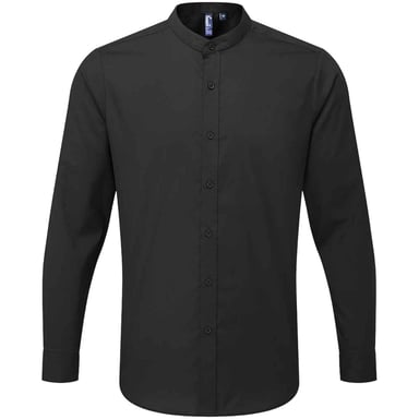 Premier Adults Unisex Long Sleeve Grandad Shirt (Black)