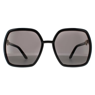 Gafas de sol cuadradas para mujer Gucci negras y doradas grises