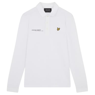 Polo blanco de manga larga con logo estampado coordinado de Lyle & Scott