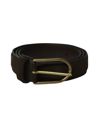 Anderson's Buckle Belt in Dark Brown Suede