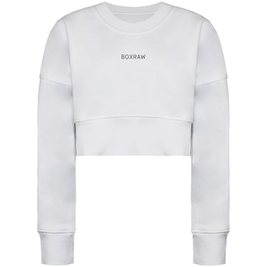 Sudadera corta blanca para mujer BoxRaw Johnson