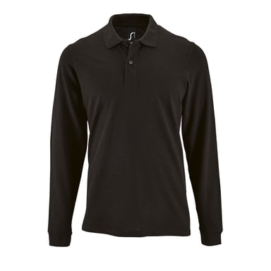 SOLS Mens Perfect Long Sleeve Pique Polo Shirt (Black)