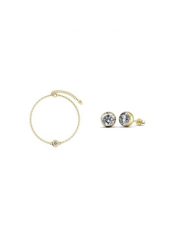Juego de Lunas con Piedra de Nacimiento - Oro y Cristal