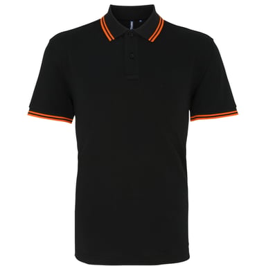 Asquith & Fox Mens Classic Fit Tipped Polo Shirt (Black/ Orange)