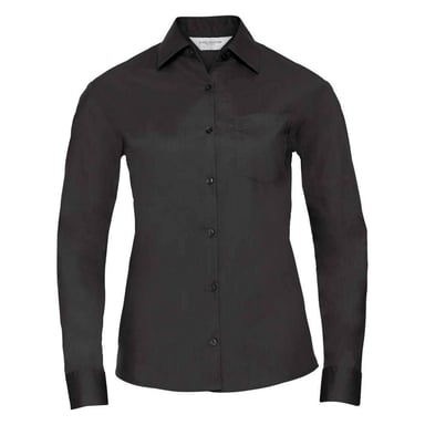 Russell Collection Womens/Ladies Poplin Easy-Care Long-Sleeved Formal Shirt (Black)