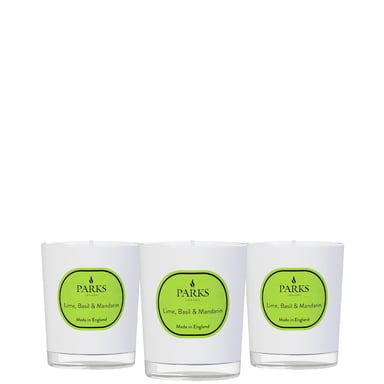SET DE 3 VELAS DE LIMA, ALBAHACA Y MANDARINA