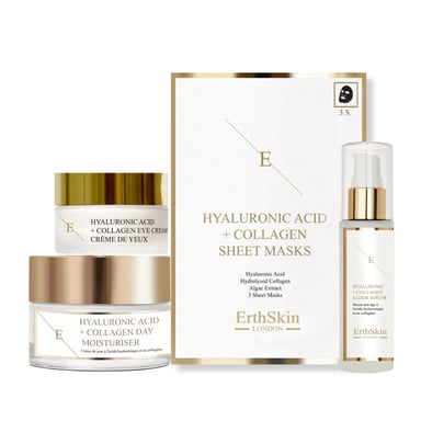 Hyaluronic Acid & Collagen Day Cream 50ml + Hyaluronic Acid & Collagen Serum - 60ml + Hyaluronic Acid & Collagen Mask - 3 sheets+Hyaluronic Acid + Collagen Pro Age Eye Cream 30ml