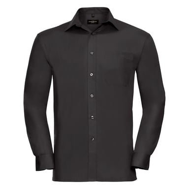 Russell Mens Long Sleeve Pure Cotton Work Shirt (Black)