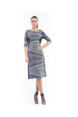 Vestido Elástico con Estampado y Paneles