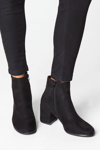 Morgan Round Toe Medium Block Heel Ankle Boots