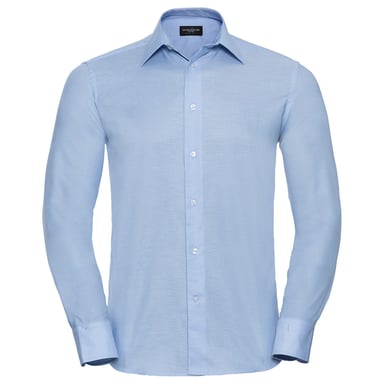 Russell Collection Mens Oxford Easy-Care Tailored Long-Sleeved Shirt (Oxford Blue)