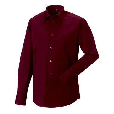 Russell Collection Mens Fitted Long-Sleeved Shirt (Port)