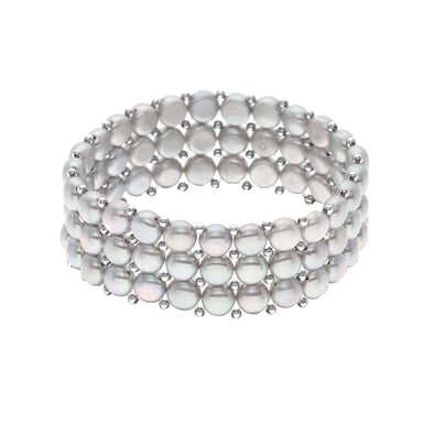 Bracelet 3 Rows of Real Freshwater Pearls - 4 mm