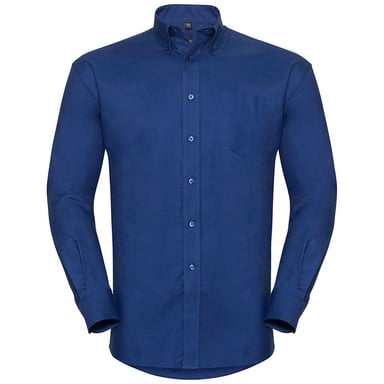 Russell Collection Mens Long Sleeve Easy Care Oxford Shirt (Bright Royal)