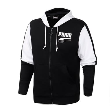 Puma manga larga cremallera blanca blanca chaqueta de pista con capucha 582733 01