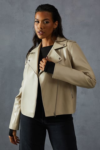 Leather Look Biker Jacket