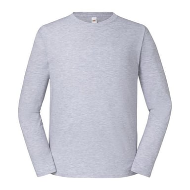 Fruit of the Loom Mens Iconic 195 Premium Ringspun Cotton Long-Sleeved T-Shirt (Heather Grey)