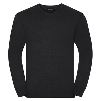 Russell Collection Mens Knitted V Neck Sweatshirt (Charcoal Marl)