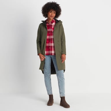 Saunter Womens Long Waterproof Jacket Khaki