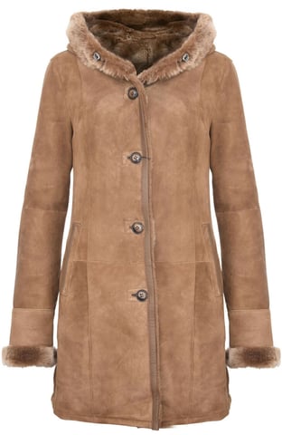 Parka de piel de oveja merino de ante para mujer - Tripoli