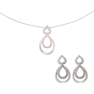 Orphelia 'Amber' Women's 925 Sterling Silver Set: Chain-Pendant + Earrings - Silver SET-7092