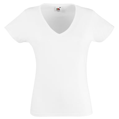 Fruit Of The Loom Ladies Lady-Fit Valueweight V-Neck Short Sleeve T-Shirt (White)
