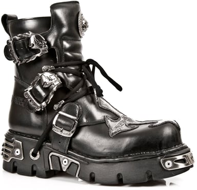 Botas de motociclista de cuero negro Silver Cross de New Rock 407-S1