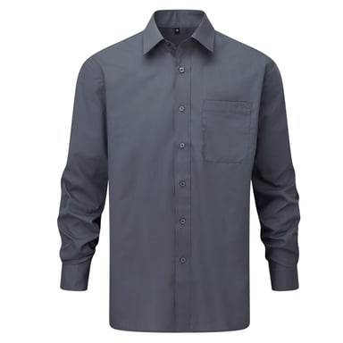 Russell Collection Womens/Ladies Poplin Long-Sleeved Shirt (Convoy Grey)