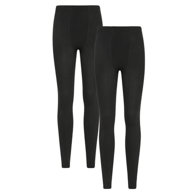 Mountain Warehouse Womens/Ladies Fleece Lined Thermal Leggings (Pack of 2) (Black)