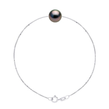 Bracelet Love Links Link Venetian of Silver 925 adorned with a Real Cultured Tahiti Pearl Round 9-10 mm