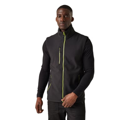 Regatta Mens Navigate Softshell 2 Layer Body Warmer (Black/Lime Green)