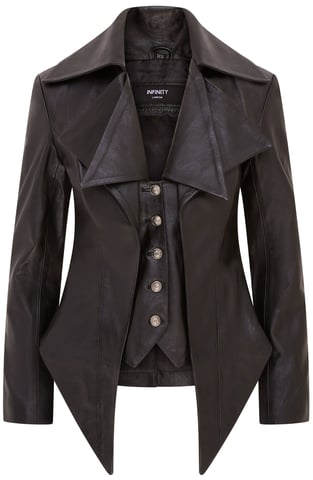 Chaqueta de cuero estilo eduardiano de estilo gótico de longitud media para mujer - Sandvika