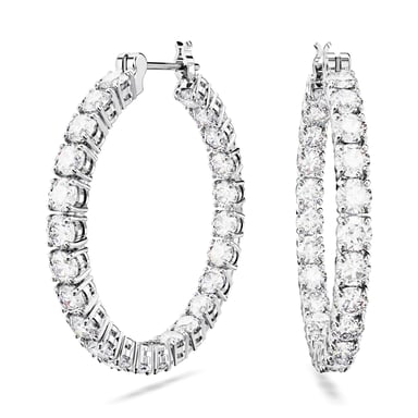 Swarovski 'Matrix' Women's Base Metal Hoop Earrings - Silver 5647715