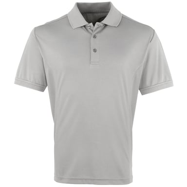 Premier Mens Coolchecker Pique Short Sleeve Polo T-Shirt (Silver)