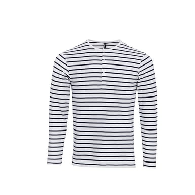 Premier Mens Long John Roll Sleeve T-Shirt (White/Navy)