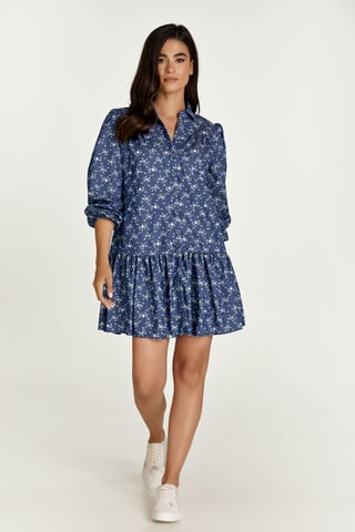 Vestido Floral Índigo con Botones