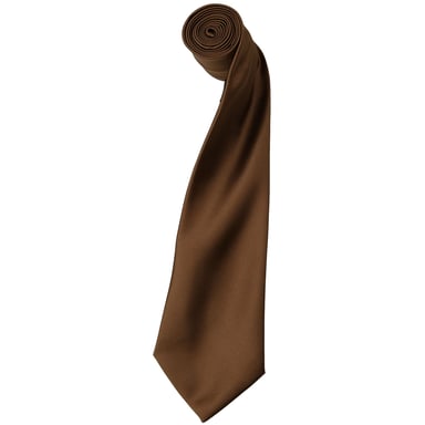 Premier Mens Plain Satin Tie (Narrow Blade) (Pack of 2) (Brown)