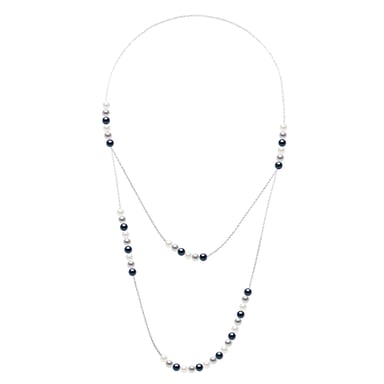 Double Long Necklace Prestige - Real Cultured Freshwater Pearls 5-6 mm