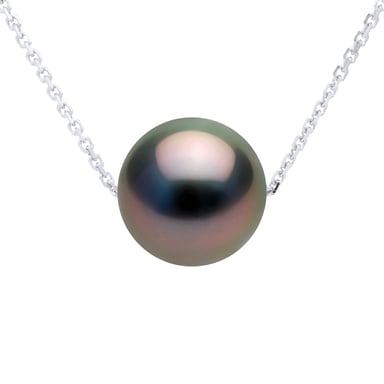 Necklace Real Cultured Tahiti Pearl PASSING THROUGH Round 8-9 mm