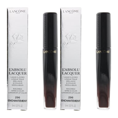 Lancome L'Absolu Lacquer Lipstick 8ml - 296 Enchantment x 2