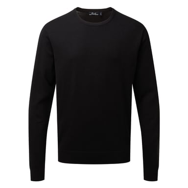 Premier Adults Unisex Cotton Rich Crew Neck Sweater (Black)
