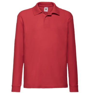 Fruit Of The Loom Childrens Long Sleeve 65/35 Pique Polo / Childrens Polo Shirts (Red)