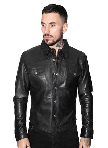 Chaqueta vaquera con camisa de cuero retro para hombre - Beijing