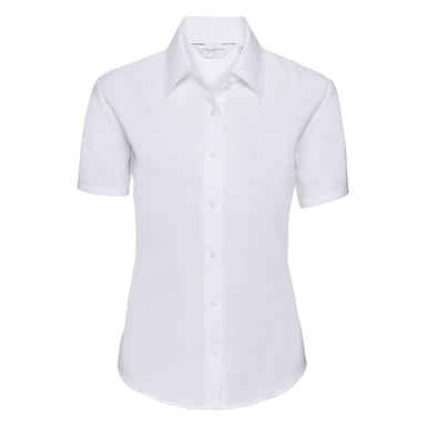 Russell Collection Ladies/Womens Short Sleeve Easy Care Oxford Shirt (White)